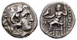 Imperio Macedonio. Antígonos I Monophthalmos. Dracma. 320-301 a.C. Kolophon. A nombre de Alejandro Magno. (Price-1800). Rev.: Zeus sentado a izquierda...