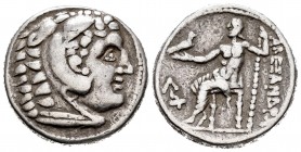 Imperio Macedonio. Alejandro III Magno. Tetradracma. 336-323 a. C. Amphipolis. (Price-468 similar). Anv.: Cabeza de Heracles a la derecha, con tocado ...