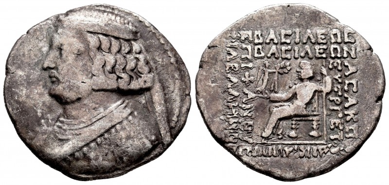 Imperio Parto. Orodes II. Tetradracma. 57-38 a.C. Mithradatkart. (Sellwood-48.1)...
