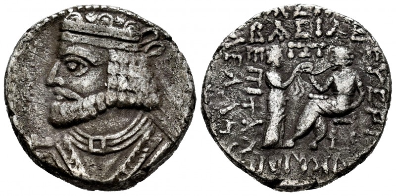 Imperio Parto. Vologases I. Tetradracma. 51-54 d.C. Anv.: Busto diademado a izqu...