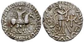 Indoescitas. Azes I. Tetradracma. 57-35 a.C. (MIG-867). Ag. 9,69 g. Emisiones póstumas de Taxila. MBC+. Est...75,00. /// ENGLISH: Indo-Scythians. Azes...