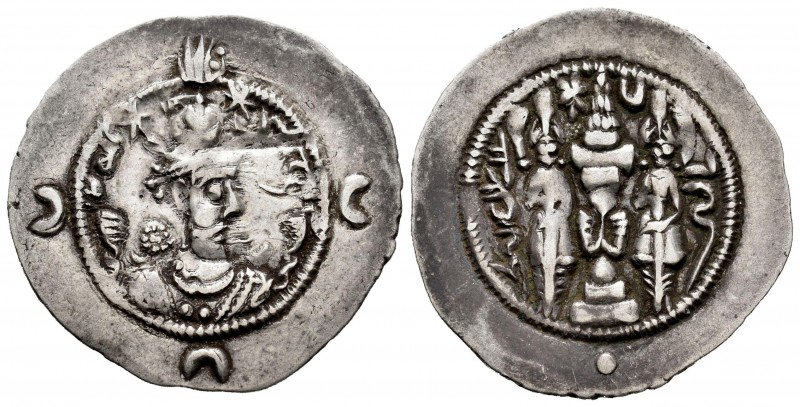 Imperio Sasánida. Khusru I. Dracma. 531-579 d.C. Ag. 4,03 g. MBC+. Est...35,00. ...