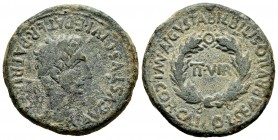 Bilbilis. As. 27 a.C.-14 d.C. Calatayud (Zaragoza). Época de Augusto.. (Abh-280). (Acip-3020). Anv.: Cabeza laureada de Augusto a derecha, alrededor A...