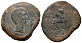 Kastilo-Castulo. As. 180 a.C. Cazlona (Jaén). Ae. 23,06 g. Interesante acuñación sobre un As de Obulco. Rara. MBC. Est...140,00. /// ENGLISH: Kastilo-...