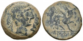 Kastilo-Castulo. As. 180 a.C. Cazlona (Jaén). (Abh-700 variante). (Acip-2143 variante). (C-38 variante). Ae. 14,73 g. Sin estrella delante de la esfin...