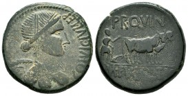Kelse. As. 44-35 a.C. Velilla del Ebro (Zaragoza). (Abh-796). (Acip-1491). (C-18). Ae. 15,32 g. MBC+/MBC. Est...100,00. /// ENGLISH: Kelse. Unit. 44-3...