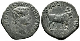 Graccurris. As. 14-36 a.C. Alfaro (La Rioja). (Abh-1391). (Acip-3196). Anv.: Cabeza laureada de Tiberio a derecha, alrededor TI CAESAR DIVI AVG F AVGV...