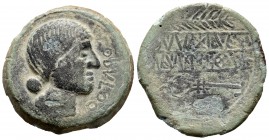 Obulco. As. 220-20 a.C. Porcuna (Jaén). Ae. 15,62 g. MBC/MBC-. Est...65,00. /// ENGLISH: Obulco. Unit. 220-20 a.C. Porcuna (Jaén). Ae. 15,62 g. VF/Alm...