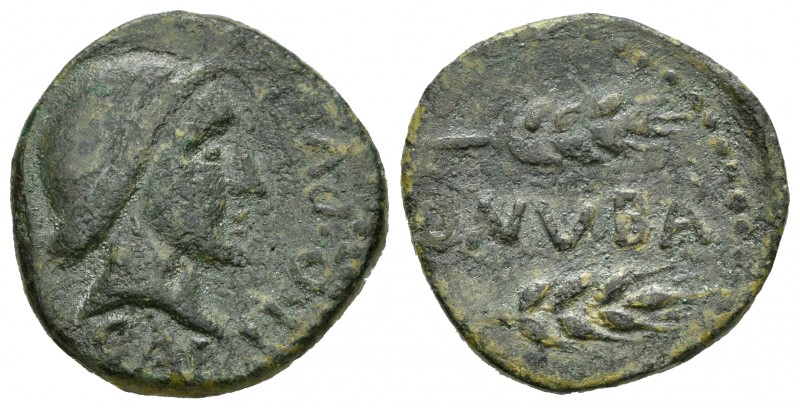 Onuba. Semis. 50 a.C. Huelva. (Abh-1896). (Acip-2417). (C-4). Anv.: Cabeza viril...