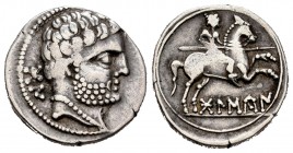 Bolskan. Denario. 180-20 a.C. Huesca. (Abh-1911). Ag. 3,94 g. Cabeza de cuello ancho. Retrato escaso. MBC+. Est...160,00. /// ENGLISH: Bolskan. Denari...