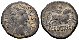 Segobriga. As. 27 a.C.-14 d.C. Saelices (Cuenca). (Abh-2185). (Acip-3242a). Anv.: Cabeza laureada de Augusto a derecha, alrededor AVGVSTVS DIVI F. Rev...