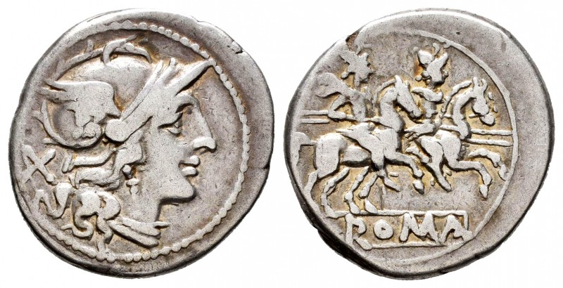 Anónimo. Denario. 205-203 a.C. Sur de Italia. (Ffc-4). (Craw-45/1). (Cal-1b). An...