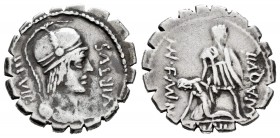 Aquillia. Manius Aquilius Mn.f.Mn.n. Denario. 71 a.C. Incierta. (Ffc-168). (Craw-401/1). (Cal-230). Anv.: Variante por diferente parte trasera inferio...