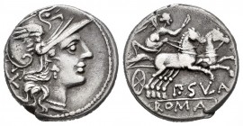 Cornelia. P. Cornelias Sulla. Denario. 151 a.C. Roma. (Ffc-607). (Craw-205/1). (Cal-468b). Anv.: Cabeza de Roma a derecha, detrás: X. Rev.: Victoria c...