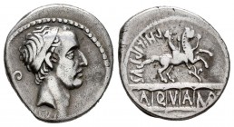 Marcia. C. Marcius Philippus. Denario. 56 a.C. Roma. (Ffc-894). (Craw-425/1). (Cal-962). Anv.: Cabeza diademada de Ancus Marcius a derecha, detrás: li...