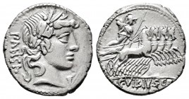 Vibia. C. Vibius C.f. Pansa. Denario. 90 a.C. Taller Auxiliar de Roma. (Ffc-1187). (Craw-342/5b). (Cal-1345). Anv.: Cabeza laureada de Apolo a derecha...