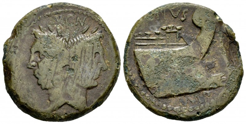 Pompeyo Magno. As. 45 a.C. Hispania. (Craw-479.1). Anv.: Jano con la cara de Cn....