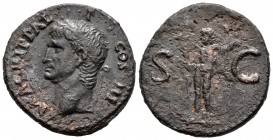 Agripa. As. 37-41 d.C. Roma. (Spink-1812). (Ric-58). (Ch-3). Rev.: SC. Neptuno en pie a izquierda con tridente y delfín. Ae. 12,25 g. Oxidaciones. MBC...