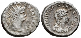Nerón y Poppaea. Tetradracma. RY 10 = 63/4 d.C. Alejandría. (RPC I-5275). (Emmett-128). Anv.: NEPΩ KΛAV KAIΣ ΣEB ΓEP. Cabeza radiada a derecha. Rev.: ...