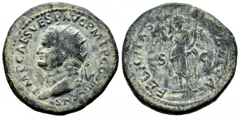 Vespasiano. Dupondio. 74 d.C. Roma. (Spink-2346). (Ric-555). (Ch-152). Rev.: FEL...