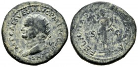 Vespasiano. Dupondio. 74 d.C. Roma. (Spink-2346). (Ric-555). (Ch-152). Rev.: FELICITAS (PVBLICA) SC. Felicidad en pie a izquierda con caduceo y cuerno...
