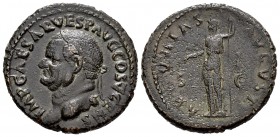 Vespasiano. As. 74 d.C. Roma. (Spink-2356 variante). (Ric-557). Rev.: AEQVITAS AVGVST, en campo SC. Aequitas de pie a izquierda con balanza y cetro. A...