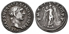 Trajano. Denario. 101-102 d.C. Roma. (Ric-58). (Bmcre-120). (Rsc-240b). Anv.: IMP CAES NERVA TRAIAN AVG GERM. Busto laureado a derecha . Rev.: P M TR ...