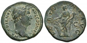 Adriano. Setercio. 133 d.C. Roma. (Spink-3599). (Ric-759). Anv.: Busto laureado de adriano a derecha laureado, alrededor HA-DRIANVS AVG COS III P P. R...
