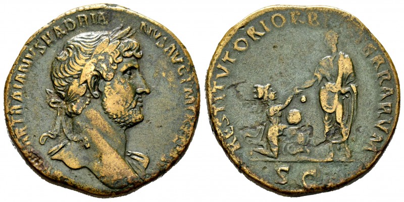 Adriano. Sestercio. 123 d.C. Roma. (Spink-3637). (Ric-594a). (Ch-1285). Rev.: RE...