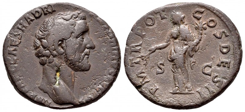 Antonino Pío. As. 138 d.C. Roma. Acuñada bajo Adriano. (Ric-526a). Anv.: IMP T A...