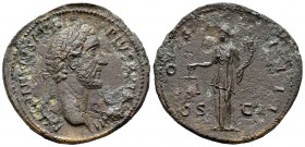 Antonino Pío. Sestercio. 148-149 d.C. Roma. (Spink-4162). (Ric-855). (Ch-232). Rev.: COS IIII SC. Aequitas en pie a izquierda con balanza y cuerno de ...
