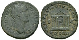 Antonino Pío. Sestercio. 158-159 d.C. Roma. (Spink-4235). (Ric-1004). Anv.: ANTONINVS AVG PIVS P P TR P XXII. Cabeza del emperador laureada a derecha....