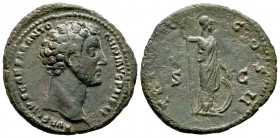 Marco Aurelio. As. 147 d.C. Roma. (Spink-4838). Rev.: Minerva en pie a derecha con lanza y escudo. Ae. 11,23 g. MBC. Est...120,00. /// ENGLISH: Marcus...