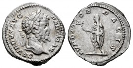 Septimio Severo. Denario. 202-210 d.C. Roma. (Ric-265). (Bmcre-330). (Rsc-205). Anv.: SEVERVS PIVS AVG. Cabeza laureada a derecha . Rev.: FVNDATOR PAC...