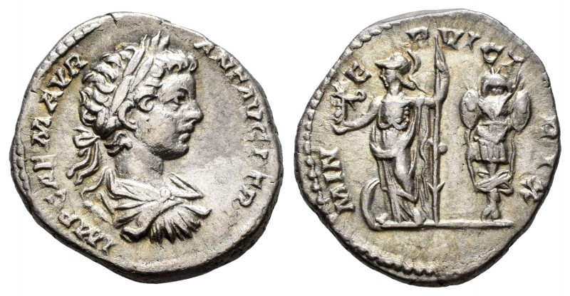 Caracalla. Denario. 198 d.C. Roma. (Ric-25b). (Ch-159). Anv.: IMP CAES M AVR ANT...