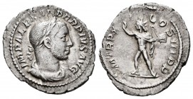 Alejandro Severo. Denario. 232 d.C. Roma. (Ric-114). Anv.: IMP ALEXANDER PIVS AVG. Busto laureado y drapeado a derecha . Rev.: P M TR P XI COS III P P...