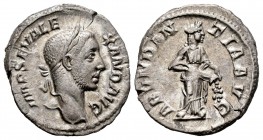 Alejandro Severo. Denario. 229 d.C. Roma. (Spink-7855). (Ric-184). (Seaby-1a). Rev.: ABVNDANTIA AVG. Abundantia en pie a izquierda vaciando cuerno de ...