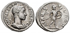 Alejandro Severo. Denario. 232 d.C. Roma. (Spink-7882). (Ric-246). (Seaby-161a). Rev.: MARS VLTOR. Marte avanzando a derecha con escudo y lanza. Ag. 3...