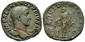 Alejandro Severo. Sestercio. 231 d.C. Roma. (Spink-8013). (Ric-645). Rev.: PROVIDENTIA AVG, en campo SC. Providencia en pie con cuerno de la abundanci...