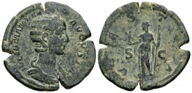 Julia Mamea. Sestercio. 226 d.C. Roma. (Ric-710). (Ch-88). Rev.: VESTA. Vesta a izquierda con paladio y cetro. Ae. 19,01 g. MBC/MBC-. Est...90,00. ///...