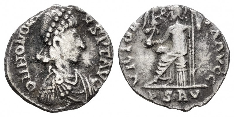 Honorio. 1/2 silicua. 393-423 d.C. Ravenna. (Seaby-36). Rev.: VICTOR(IA) AVGG. R...
