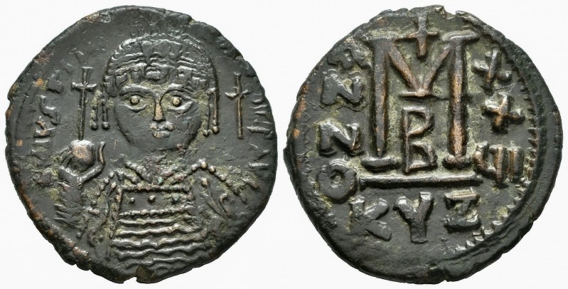 Justiniano I. Follis. Año XXVI (552-553 d.C). Cyzicus. (Bc-207). Ae. 18,12 g. MB...