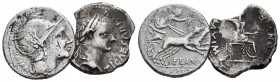 Lote de 2 denarios romanos, uno Republicano (Fannia) y otro del Imperio (Tiberio). A EXAMINAR. F/Choice F. Est...75,00.