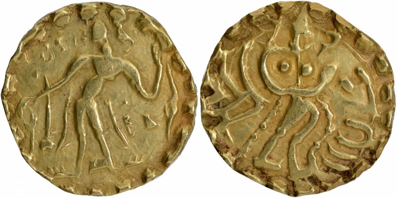 Ancient India
Post Guptas, Samatata Region (5-6 Century AD), Gold Dinar, Obv: a...