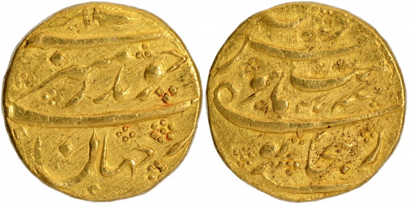 Mughal Coins
Aurangzeb Alamgir, Bijapur Dar-uz-zafar Mint, Gold Mohur, 30 RY, "...