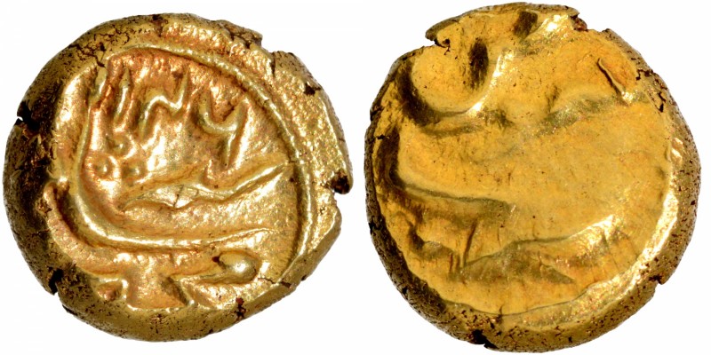 Mughal Coins
Muhammad Shah, Guti Mint, Gold 1/2 Pagoda, AH 1146, Obv: Persian l...