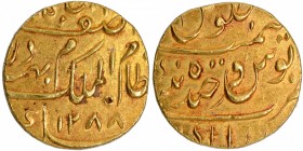 Gold Ashrafi Coin of Mir Mahbub Ali Khan of Farkhanda Bunyad Haidarabad Mint of Hyderabad.