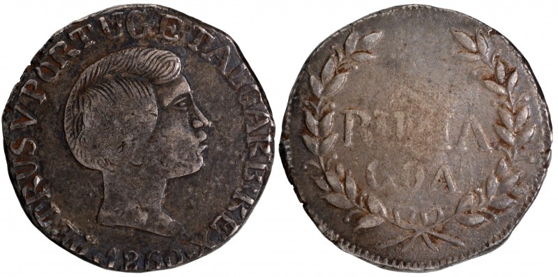 European Enclave
Indo-Portuguese, Goa, Pedro V, Silver Rupia, 1860 AD, Obv: the...