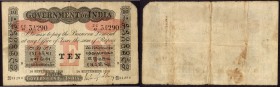 Uniface Ten Rupees Bank Note of King George V Signed by M M S Gubbay of 1918 of Bombay Circle.