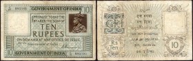Ten Rupees Bank note of King George V Signed by H Denning of 1923.
